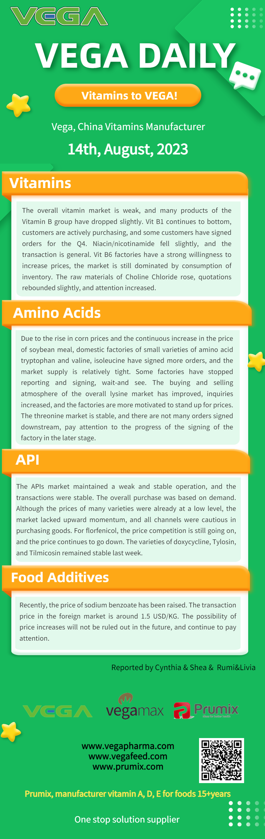 Vega Daily Dated on August  14th 2023 Vitamin Amino Acid API Food Additives.png
